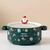 Bols Bol De Nouilles Instantanées De Noël Avec Couvercle Pot En Céramique Opéra Vaisselle Nordique Créative Salade Et Conservation