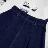 Jupes Designer Été Nouveau CE Nanyou Gaoding Doux Style Tempérament Âge Réduit Arc De Triomphe Chaîne En Métal Taille Plissée Denim Jupe 0VHK