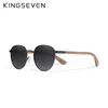 Solglasögon Kingseven Brand Polariserade trä solglasögon för män Kvinnor UV400 Mirror Lens Male Eyewear Round Frame Handgjorda solglasögon 230413