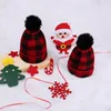 Berets 2023 Winter Fashionable Knitted Hat Red Plaid Woolen Parent-child Christmas Cap For Adults Kids