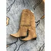 Designer klasyczny Isabel Boots Paris Marant Denvee Suede Buty Western Cowboy Cowgirl Boots Perfect Hafdery