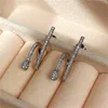 Backs Earrings Micro Inset Zircon Double Vertical Bar Geometric Name Warm Lady Everything With Light Luxury Ear Clip