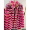 High Quality Colorful Long Real Fox Fur Jacket Women Custom Luxury Ladies Genuine Fluffy Fur Coats Winter