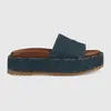 10A Kvalitet Womens Designer Sandal Platform Slides Män Slipper Tjocka bottenskor Flip Flops Summer Flat Casual Beach Sandale äkta läder Hög med låda
