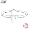 Anklets Effie Queen 925 Sterling Silver Layered Freshwater Pearl Cable Chain Anklet for Women Fashion Summer Beach Foot Bracelet SA50 Q231113