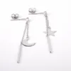 Boucles d'oreilles 2023 Sparkling Solide 925 Sterling Silver Star Moon Dangle Pendentif Rose Plaqué Or Boucle D'oreille Bijoux De Mode Pour Les Femmes