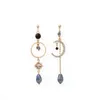 2024 Dangle shiny crystal geometric circular Drop earrings long asymmetric fine Moon modelling fashion Women earrings Crystal Earrings