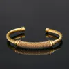 Bangle Aço Inoxidável Cor de Ouro Pulseiras Marca de Luxo Malha Elegante para Mulheres Homens Decoração Jóias Acessório Presente 231110