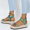 منصة الصنادل النسائية 2023 Summer Shoes Beach Outdoor All-Match Natual Slippers حجم كبير