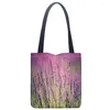 Evening Bags Lavender Printed Canvas Tote Bag Convenient Shopping Woman Student Custom Your Image