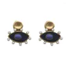 Stud Earrings European Niche Design Enamel Gilded Stone Craft Middle Pearl Studs For Women