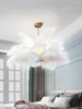 Lampes suspendues Lumières Nordic LED Blanc Plume D'autruche Naturelle LOFT Lampe Chambre Salon Restaurant Éclairage Suspendu