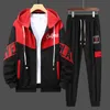 Herren Trainingsanzüge Herren Trainingsanzüge 2-teilige Trainingsanzüge Herren Reißverschluss Strickjacke Druck Sweatshirts Jogginghose Sets Student Ehemann Sportbekleidung 230413