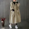 معاطف الخندق النسائية 2023 خريف امرأة طويلة معطف الخندق الأزياء الكورية الشارع الشارع فضفاضة عباءة غير رسمية khaki khaki Black Windbreaker Coat Newl231113
