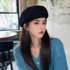 BERETS 2023 Women Hat Autumn Winter Blue Stitching Japanese Korean Version of the Net Red Retro Big Head Painter Hats for Femme