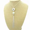 Kedjor Fashion Trendy Pearl Silver Color/Golden Tassels Snap Necklace 50cm Fit 18mm Button Jewelry Wholesale DJ0130