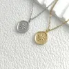 Pendant Necklaces Punk Men's Necklace Round Polished Coin Gold Color Choker Men Stainless Steel Jewelry Gifts