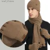 Cappelli Sciarpe Set Autunno Inverno Uomo Donna Lavorato a maglia Ispessito Cappello di lana calda Sciarpa G Set 3 pezziL231113