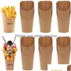 Copas descartáveis ​​palhas 50pcs batatas fritas kraft paper lanches recipientes de charcuterie assando a partida de comida de comida para a festa de sonda Drop Deli Otqwa