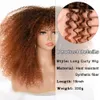 Cosplay Perücken Afro Lockige Perücken für schwarze Frauen Schwarz bis Braun Afro Kinky Curly Perücke mit Pony 18 Zoll Kunstfaser Glueless Cosplay Hair 230413