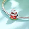 Pierres précieuses en vrac Cadeaux de Noël 925 Charme en argent sterling Pendentif coloré Maison de neige Gâteau Santa Sock Perle pour bracelet original DIY