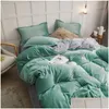 Set di biancheria da letto Set di biancheria da letto Inverno morbido caldo bifacciale Trapunta Veet Letto Er Peluche Ispessimento Set piumino 230506 Consegna di goccia Giardino domestico Dhff2