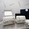 여성 디자이너 Lambskin Cross Body Shoulder Bags Crush Pearl Football Ball Classic 직사각형 플랩 지갑 골드 메탈 하드웨어 체인 핸드백 17cm/20cm