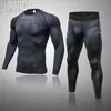 Herrspårsugnar MMA Thermal Underwear Compression Tracksude S Sport Jogging Suit Rashgard Running Set Gym Workout Tight Clothing 230412