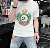 T-shirt da uomo T-shirt a maniche corte da uomo di design Moda da uomo Slim Fit Lavoro pesante Ricamo Stampa T-shirt in cotone setoso di moda europea Stile maschile