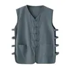 Canotte da uomo Primavera ed estate Casual Sport Senza maniche Top Gilet in lino di cotone Solid Fitness Muscle