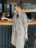 Trenchcoats voor dames Damesjas met omgeslagen kraag en dubbele rij knopen Lange trenchcoat Elegantie Herfst Winterkleding Dames Damesjassen Nieuw in OuterwearsL231113