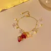 Halsband örhängen set koreansk mode odödlig blomma pärlhalsband armband klavikel för kvinnor