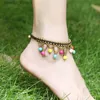 Anklets European and American Bohemian Retro Female Anklet Round Beads Semi-precious Stones Hand-woven Beach Holiday Women's Anklet Q231113