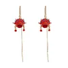 Nouvelles oreilles faciales d'opéra de pékin Feng ethnique chinois, personnalité tempérament rouge net, boucles d'oreilles oreilles