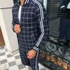 Men's Tracksuits Spring Tracksuit Sets Jogger Gyms Sportswear Casual Fashion Jacket High Quality Sweatpants 3D Plaid Male Sport Suit 230412