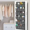 Storage Boxes 24 Pocket Shoe Holder Organiser Over The Door Hanging Shelf Rack Hook Collecting Bag Behind