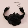 Charker Big Flower Chokers Colar Large Moda Moda Feminina Black Velvet Ribbon Chocker Jóias elegantes