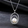 Pearl wisiant naszyjnik biżuteria europejska moda dla kobiet mikro cyrkon okrągły pierścień s925 Srebrny naszyjnik łańcuch kołnierzyka dla kobiet przyjęcie weselne Walentynki Gift SPC