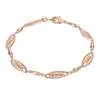 Halsbandörhängen Set 1 6mm Women Chain 585 Rose Gold Color Plant Oval Bead Armband smycken