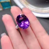 Cluster Ringe Natürlicher Amethyst Ring 10ct 12 16mm VVS Grade Rich Purple Schmuck 925 Silber Kristall für Party