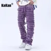 Men s Jeans Kakan European and American Patch Wear Tassel Hole Spliced Straight Leg Denim Pants K73 P090 231113