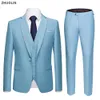 Costumes pour hommes Blazers Hommes Blazers Ensemble 3 Pièces De Mariage De Luxe 2 Costume Élégant Veste Complète Pantalon Conception Dernier Gilet D'affaires Slim Fit Manteau Pantalon 231113