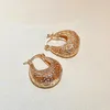 Hoop Earrings Fashion Gold Color Hollow Out For Women Modern Lady's Ear Accessories Daily Wear Chic Jewelry E1253