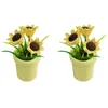 Dekorativa blommor 2 PCS Office Desk Accessories Mini Poted Plants Centerpieces Tables Sunflower Ornament Miniature House Decorations Toy