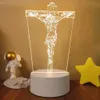 Articles de nouveauté Religion Jésus Lampe Créative 3D LED Veilleuses Nouveauté Illusion Lampes de Nuit Lampe de Table Pour La Maison Lumière Décorative Goutte 231113