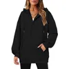 Felpe con cappuccio da donna Felpa con cappuccio grande da donna Felpa basic tinta unita Pullover a maniche lunghe Colletto con cerniera con sport casual Sudadera Mujer