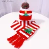 Hats Scarves Sets Children Hat Scarf Set LED Christmas C Snowflake Santa Elk Xmas Tree Print Winter C New Year Festive Tassel Scarf Beanie SetL231113