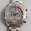 6 Style Automatic Chronograph Watch Men 45.5mm Black Dial Orange Ceramic Bezel Sapphire Glass Steel Bracelet OM Factory 9900 Movement Chrono Sport Mens Watches