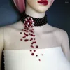 Pendant Necklaces Choker Necklace Dripping Blood Gift Imitation Pearls Halloween Party Anti-fade For Banquet