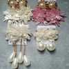 Dangle Earrings White & Pink Lace Leather Flower Pearl Fashion Jewelry